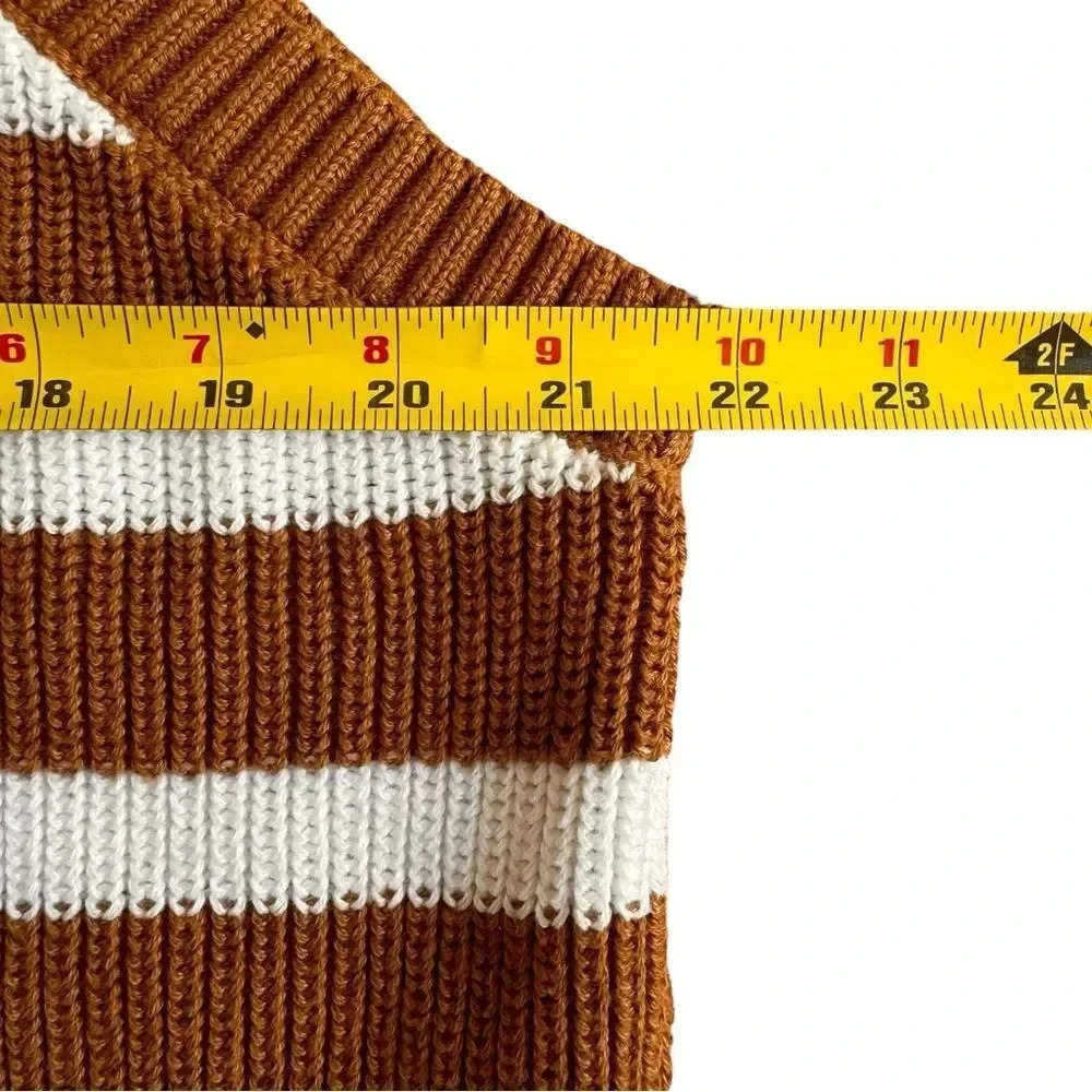 Old Navy Brown and White Striped Ribbed Halter Sweater Tank - Picture 5 of 7